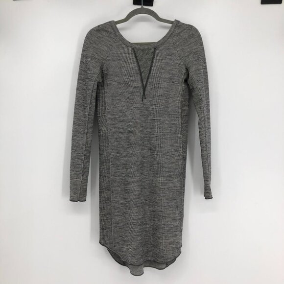 Aritzia Wilfred Heather Grey Ribbed Wool Longsleeve Round Neck Round Hem Dress M - Picture 16 of 16